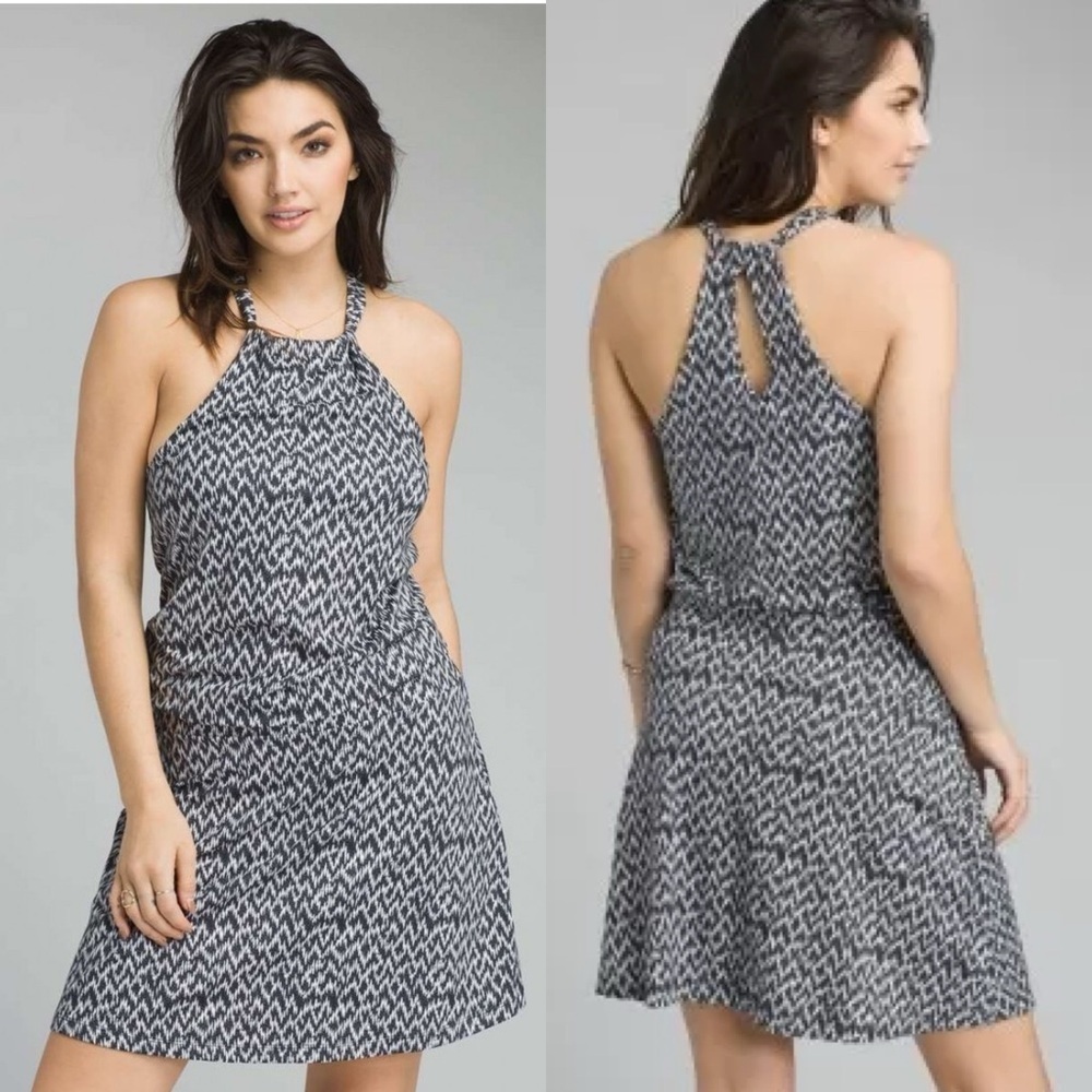 Prana Montezuma Dress Black Pitaya White Geometric Aztec Hiking Outdoor M
